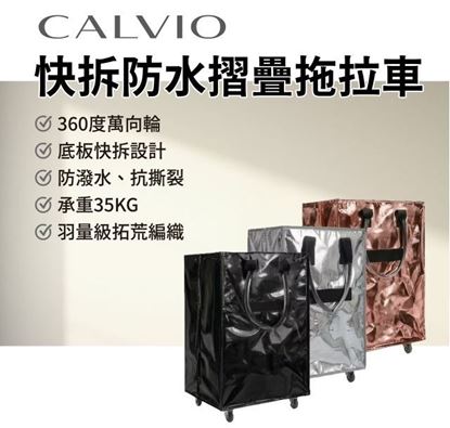 圖片 【CALVIO】快拆防水摺疊拖拉車 太空銀(買菜車/購物車/旅行袋/手提拉桿包/收納包)